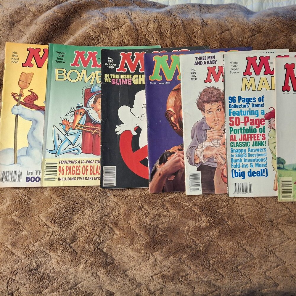 7 Mad Magazines From 1988, 1989, 1990, 1991, 1993